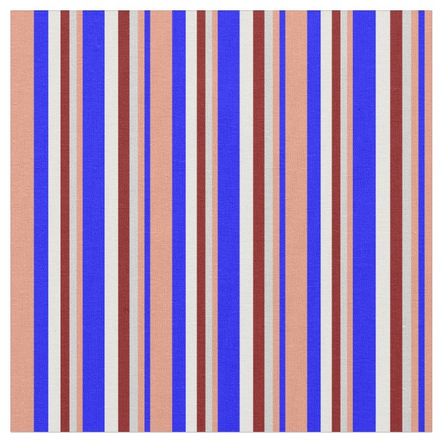 Tela Azul, Salmón oscuro, gris claro, marrón y blanco (De cerca)