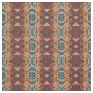 Tela Azul Teal Rojo Taupe Marrón Naranja Look étnico
