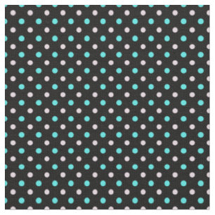 Tela azul turquesa y lunares rosados sobre negro