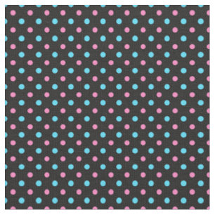 Tela azul turquesa y rosa persa sobre lunares negros