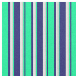 Tela Azul, verde, gris claro y crema de menta