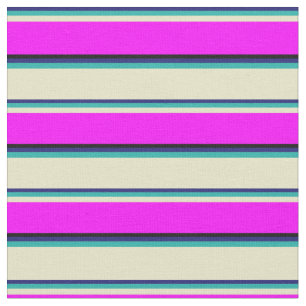 Tela Azul, verde marino, dorado pálido, fucsia y negro