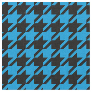 Tela azul y negra brillante de Houndstooth