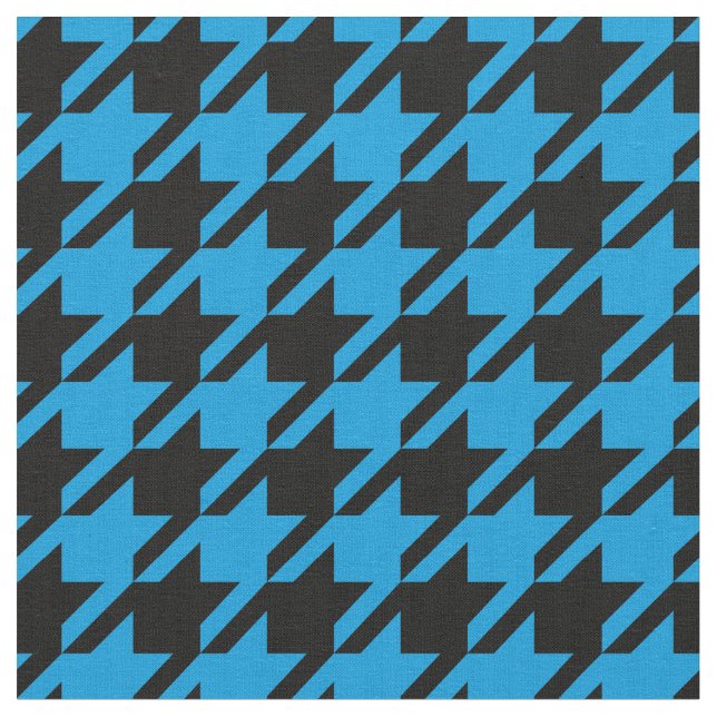 Tela azul y negra brillante de Houndstooth (De cerca)