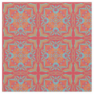 Tela Azulejo Coral Floral