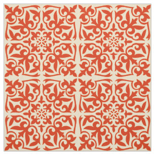 Tela Azulejo marroquí - coral naranja y melocotón