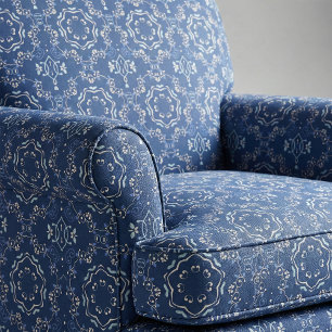 Tela Azulejo mediterráneo azul y blanco