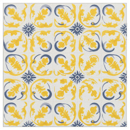 Tela Azulejo Portugués Mediterráneo Amarillo y Blanco
