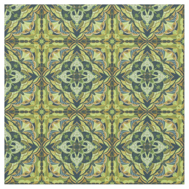 Tela Azulejo verde acuarela (De cerca)