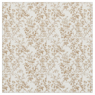 Tela Azulejos beige con flores de jardín y vides