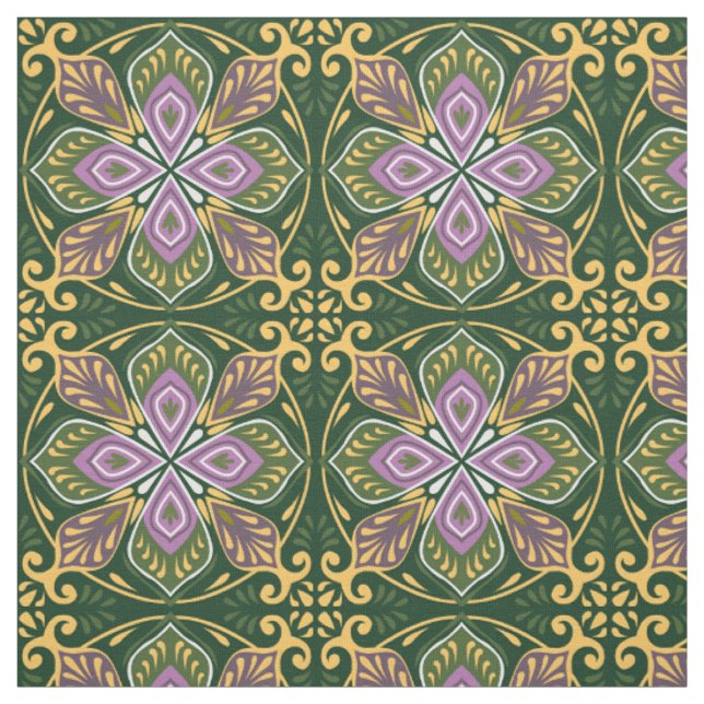 Tela Azulejos de oliva y lavanda (Retal)