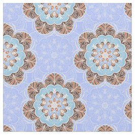 Tela Azulejos florales de Mandala en azul claro