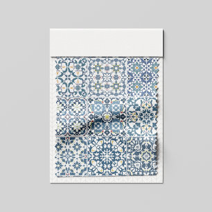 Tela Azulejos Mediterráneos, Marroquíes, Mayólica, Azul