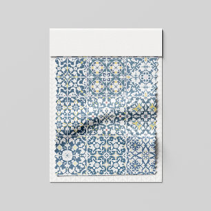 Tela Azulejos Mediterráneos, Marroquíes, Mayólica, Azul