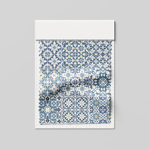 Tela Azulejos Mediterráneos, Marroquíes, Mayólica, Azul