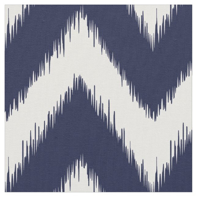Tela Azules marinos Ikat Chevron (De cerca)