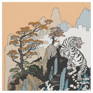 Tela Azure Dragon y White Tiger. Ilustración
