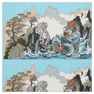 Tela Azure Dragon y White Tiger. Ilustración