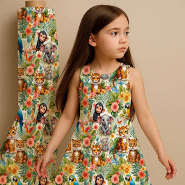 Tela Baby Jungle Animals Tropical Nursery Fabric Print