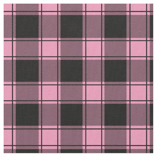 Tela Baby Pink & Black Buffalo Plaid (De cerca)
