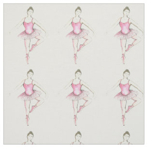 Tela Bailarina de ballet rosa Tutu Watercolor Ballerina