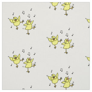 Tela Bailarines de pollo con notas musicales Fabric