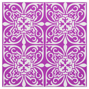 Tela Baldosa marroquí - violeta violeta y blanco