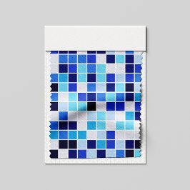 Tela Baldosas de piscina, mosaicos azules, patrón geomé