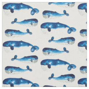 Tela Ballenas azules de Acuarela