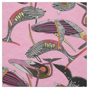 Tela ballenas jorobadas pastel magenta