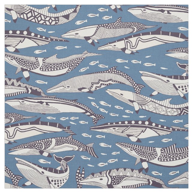 Tela ballenas minke denim de mora (Retal)