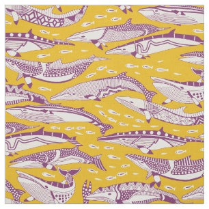 Tela ballenas minke púrpura amarillo