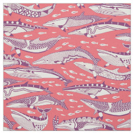 Tela ballenas minke rosa púrpura rosado