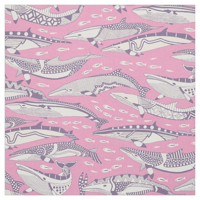 Tela ballenas minke violeta pastel magenta (Retal)