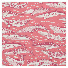 Tela ballenas minke viva magenta rosa
