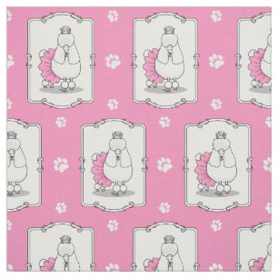Tela Ballet Cute Ballerina Princess Poodle Dog (blanco)