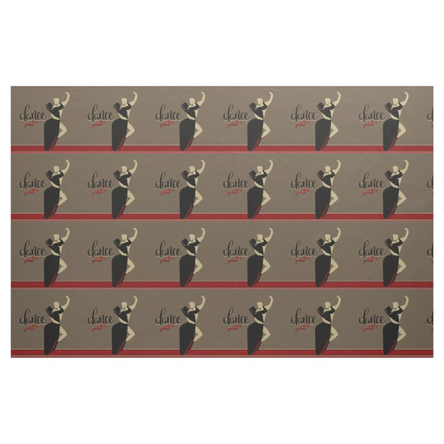 Tela Ballroom Dance Couple Tan Black 9" (Yarda)