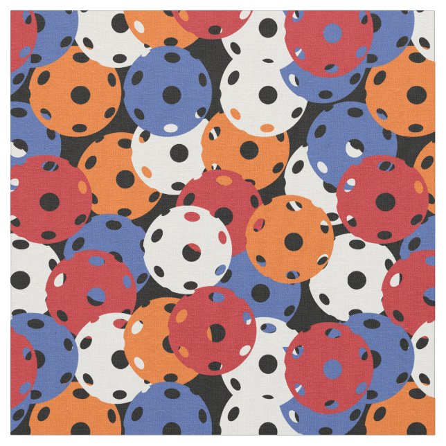 Tela Baloncesto rojo, naranja, blanco, azul sobre negro (De cerca)