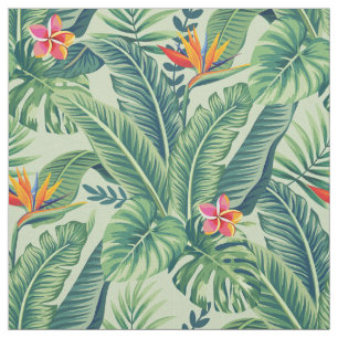 Tela Banana tropical Monstera Palm Leaves & Flores