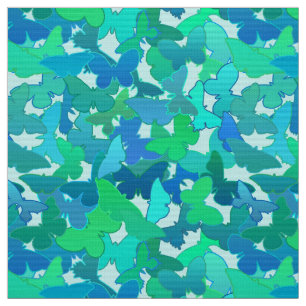 Tela Banda de mariposas, turquesa, aqua y azul cielo