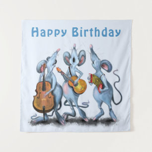 Tela Banda Ratón Divertido Feliz Cumpleaños a Ti