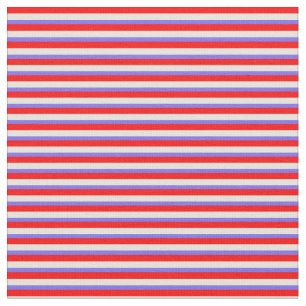 Tela Bandas azules de pizarra roja, beige y media