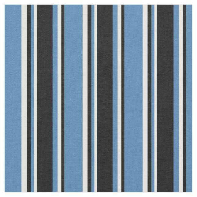 Tela Bandas azules, negras y blancas (De cerca)