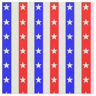 Tela Bandas azules rojas con estrellas blancas