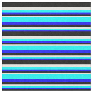 Tela Bandas de color azul, Aqua, blanco y negro