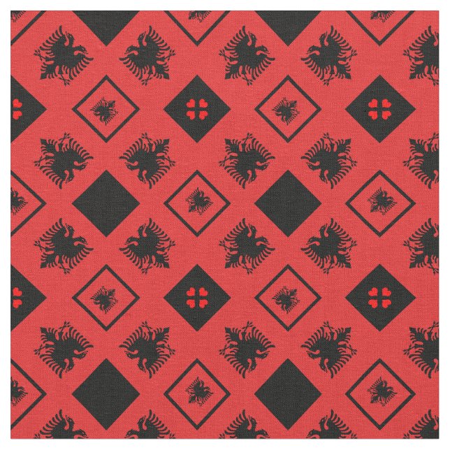 Tela Bandera albanesa y Albania moda trendy BL (De cerca)