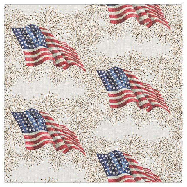 Tela Bandera americana del vintage con los fuegos (De cerca)