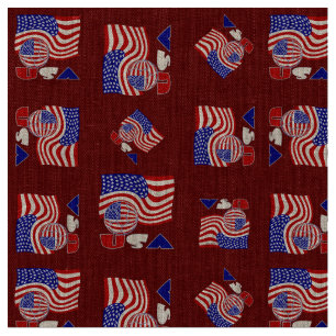 Tela Bandera Americana USA Balón de Fútbol Fondo Rojo