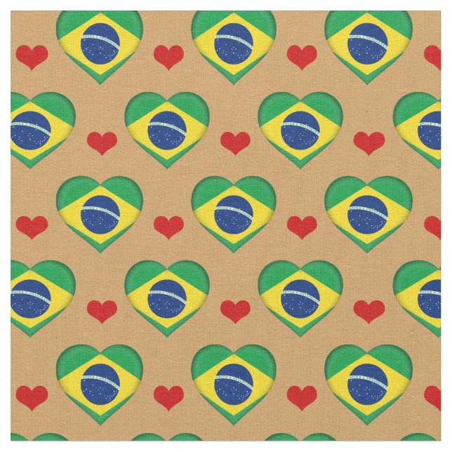 Tela Bandera brasileña Tejido del Corazón Rojo/Brasil (De cerca)