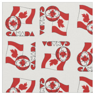 Tela Bandera canadiense con balón de fútbol